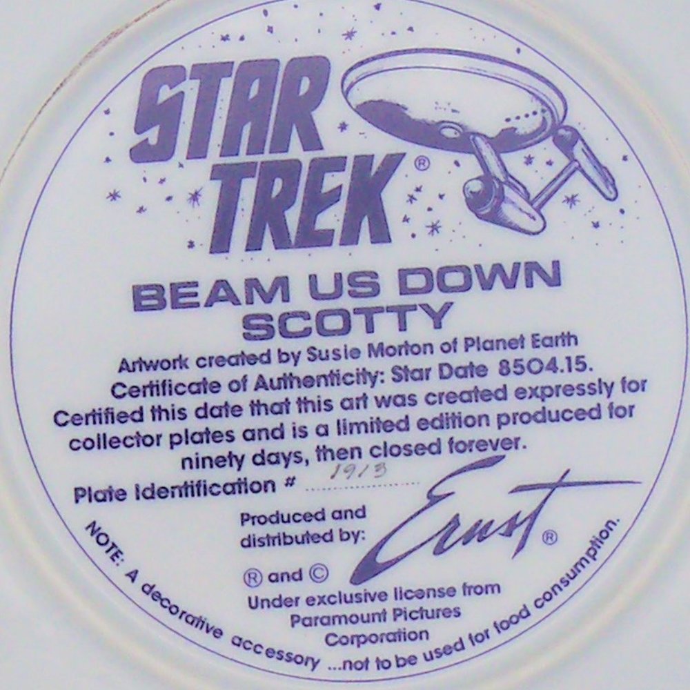 Vintage Star Trek TOS "Beam Us Down Scotty" Plate - Picture 3 of 12